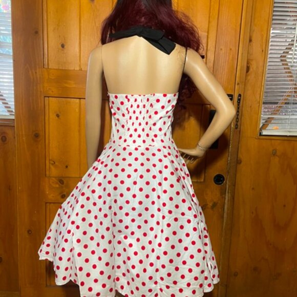 Women's Dress Retro Vintage Swing 1950's Halter polka dot print - Picture 3 of 3